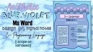 Aesthetic Blue-Violet Ms Word  Design for Digital Notes#7 | C++ LANGUAGE Notes Part 4| With tutorial