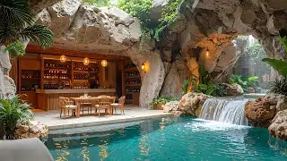 Peaceful Jazz in a Hidden Cave Bar 🎷 Gentle Jazz & Water Sounds for Relaxation and Stress Relief