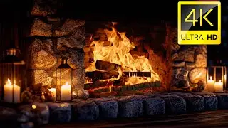 🔥 4K Warm & Cozy Christmas Fireplace Burning & Crackling Fire Sounds (3 Hours) for Relaxing