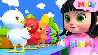 Five Little Ducks | Colorful Ducks | Melly Nursery Rhymes & Kids Songs