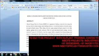 DESIGN AND IMPLEMENTATION OF KINETIC ENERGY RECOVERY SYSTEM KERS IN BICYCLE MECHANICAL PROJECT