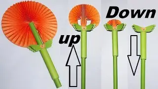 DIY - Paper Flower FAN | Beautiful Fairy Magic Wand - pull Down Will Turn Into a Beautiful Fan