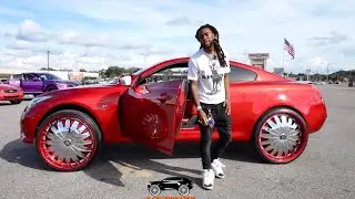 Infiniti G37S от YSN Bosco, цвет Candy Red, на 26-дюймовых дисках DUB Floaters.