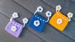 Mini Drawstring Pouch Crochet | Beginners Friendly #drawstring #pouch #crochet #crochetprojects
