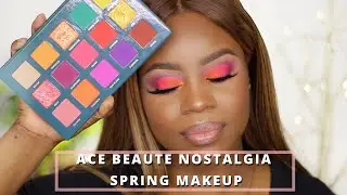 Ace Beaute NOSTALGIA palette | SPRING MAKEUP Tutorial | Brown Skin