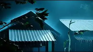 Soft Rain on Rooftop at Night with Light Breeze | No Music
