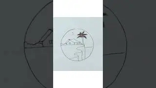 Beautiful home drawing in a circle/home drawing for kids /quick drawing #art #pencilart