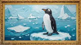 Arctic Friends | 1 Hour 3 Paintings |  Violin Instrumental Music | HD TV Art