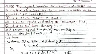 Traffic Flow,Maximum flow,speed and density numerical |transportation engineering-2|unit-2 BECIVIL