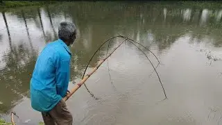 Village Hand Fishing Catching By Bamboo Net |Amazing Fish catching Skill #HT_Village_fishing