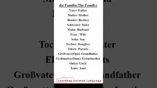family members and relatives in German | My Family | Meine Familie | family in German  #shorts