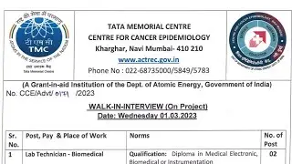 TATA MEMORIAL HOSPITAL JOBS 2023/SALARY 120000