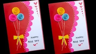 Unique & Quick Greetings Card / Rose Day Handmade Gift Card / Beautiful Paper Card Idea/ Skyra Craft