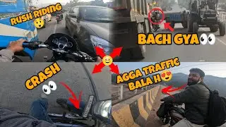 Rush riding 😲!! Crash ho gya 🥴🥴!! Agga traffic bala h 😍 kya!! #automobile #kawasaki 