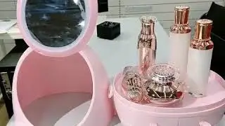 LED Mirror Cosmetic Storage Box Cosmetic Organizer Review 2021