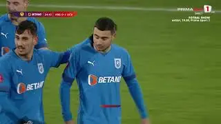 Universitatea Craiova deschide scorul cu FC Argeș. Screciu trimite foarte bine cu capul