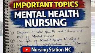 Mental Health Nursing | Most Important Question | BSC Nursing 3rd Year #mpmsu