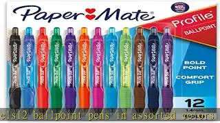 Paper Mate Profile Retractable Ballpoint Pens, Bold (1.4mm), Assorted Colors, 12 Count