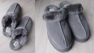 UGG Disquette Charcoal Suede Platform Slippers Unboxing & Review
