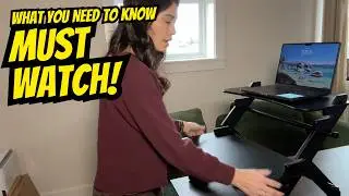 Standing Desk Converter Bamboo Small Sit Stand Up Desk Riser with Lap Desk
