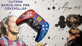 Custom Painted PS5 Controller | Ronaldinho 10 Barcelona