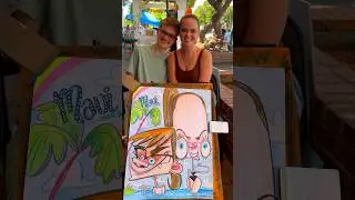 This is the best reaction to a caricature! #art #caricature #drawing #hawaii #waikiki #maui