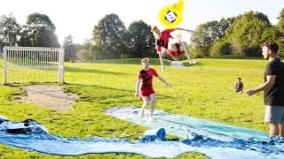 SLIP AND SLIDE FU&szlig;BALL CHALLENGE | ViscaBarca vs. Massi