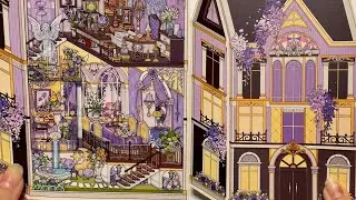 【ASMR】DIY 3-Level Violet Vine Villa | No Talking Sticker Scene | Cozy Paper Sounds