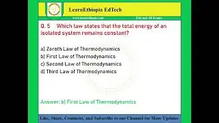 Chemical Thermodynamics | Model Exit Exam Questions for Chemistry Exit Exam