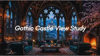 Cozy Castle Library Study Ambience - Chill Music for Relaxing/Focus/Study and Stress Relief