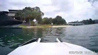 Airboat Re-Maiden Run now with Water Rudder & Pusher Prop Setup - Onboard.