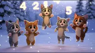 Mama Cat and Two Kittens Help a Lost Kitten in Winter | Caring Animal Song for Kids | Nursery Rhymes