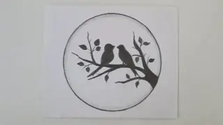 Easy draw beautiful love birds drawing | easy circle scenery | pencil drawing| scenery| art