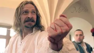Hamlet vs Laertes - sword fight. Swords and daggers fencing scene