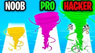 NOOB vs PRO vs HACKER In CRAZY TORNADO COLORS! (SATISFYING APP GAME!)