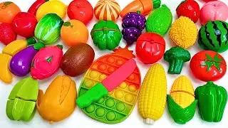 Cutting Plastic Fruit and Vegetables, Watermelon Mango | Plastic vs Squishy ASMR Pop it