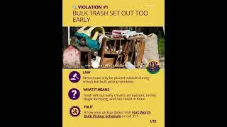 Bulk Trash Violation: Don&rsquo;t Set It Out Early #LakeComo #BulkTrash #fortworthcode #communitypride