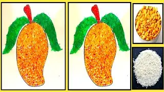How to make Mango Pulses Craft || Rice And Pulses Craft || Lentil Crafts || Wall Hanging Ideas #Diy