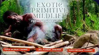 Tribal man primitively survives in the jungle  eats grilled Giant Lizard with no flavor 03