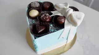 How to Make a Fully Edible Heart Chocolate Box out of Cake |Heart Cake out of Round Pans|V Day Cakes