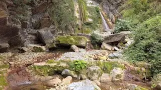 Waterfall and castles near to Lake Iseo