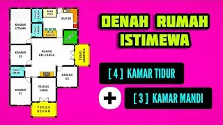 Denah Rumah 4 Kamar Tidur + 3 Kamar Mandi + Mushola