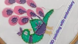 Embroidery tutorial for beginners|making a peacock with hand embroidery and acrylic paint.