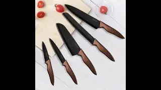 Hecef Kitchen Knife Set, Stainless Steel Non Stick Black Colour Coating Blade Knives#fyp #chef