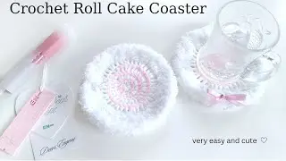 Crochet roll cake coaster 🍥 | easiest and cutest | beginners friendly| photo prop #crochet #rollcake