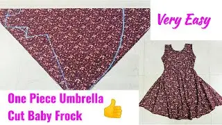 One Piece Umbrella Cut Baby Frock Cutting and Stitching for 5-6 year baby