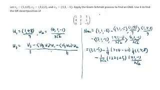 Gram Schmidt and QR decomposition example problem