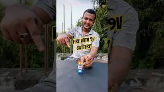 🔥Burning match stick with 9v battery and lead of pencil|#scienceshorts #viralshorts #fireexperiments