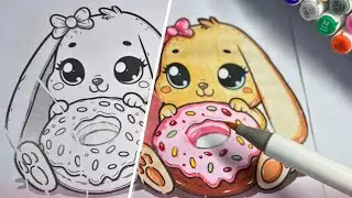 This Bunny Coloring Is So Relaxing 🍩✨ | Satisfying Marker ASMR (No Talking)