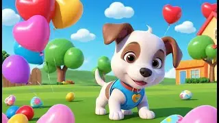 Baby Puppy Got Stuck in Heart Balloons 🐶🎈❤️ | 3D Animated Nursery Rhyme for Kids